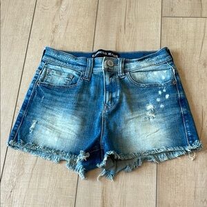 Express Blue Jean Shorts Distressed Frayed Hem